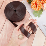 Flat PU Imitation Leather Cord, for Bag Decor, Coconut Brown, 25x2~2.5mm