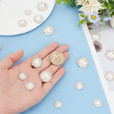 40Pcs 4 Style Alloy Rhinestones Cabochons, with Plastic Imitation Pearl, Half Round, Silver, 1.3~2.05x0.5~0.75cm, 10pcs/style