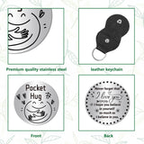 1Pc 304 Stainless Steel Commemorative Coins, Lucky Coins, with 1Pc PU Leather Cover, Smiling Face Pattern, Coins: 30x1.8mm, Cover: 115x47x1.3mm