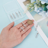 8Pcs 4 Styles Rack Plating Brass Clear Cubic Zirconia Watch Band Clasps, Cadmium Free & Lead Free, Long-Lasting Plated, Leaf & Bowknot, Platinum, 32~34x5.5~8x4mm, Hole: 3~4mm, 2pcs/style