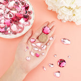Acrylic Rhinestone Cabochons, Flat Back & Faceted, Acrylic Rhinestone Cabochons, Flat Back & Faceted, Star & Oval & Teardrop & Heart & Rectangle & Half Round, Pearl Pink, 225pcs/set