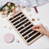 9-Slot Bamboo Ring Organizer Display Trays, with Imitation Leather Inside, Rectangle, Black, 28x15x1.7cm