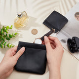 2Pcs 2 Style Imitation Leather Coin Purse, Multipurpose Shrapnel Makeup Bag, Headphone Storage Bag, with Magnetic Closure, Square, Black, 8~11.3x8.3~12x0.6cm, 1pc/style