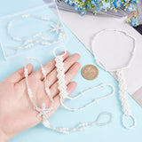 4Pcs 2 Style Stretch Anklets with Crystal Rhinestone Starfish, Imitation Pearl Beaded Barefoot Sandals for Women, White, 8-1/2~8-7/8 inch(21.5~22.5cm), 2pcs/style