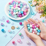 20 Style Mixed Style Acrylic Beads Sets, Round & Flower & Butterfly, Mixed Color, 19~20mm