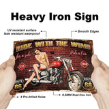 Vintage Metal Tin Sign, Iron Wall Decor for Bars, Restaurants, Cafe Pubs, Rectangle, Motorbike, 300x200x0.5mm