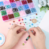 1600Pcs 24 Style Spray Painted Crackle Glass Beads Strands, Round, Two Tone, Mixed Color, 4~8mm, Hole: 1.1~1.6mm