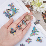 14Pcs 7 Style Plated Alloy Pendants, Cadmium Free & Lead Free, Dragonfly & Spider & Bee, Mixed Color, 17~28x23~47x3~5mm, Hole: 1.6~2.5mm, 2pcs/style