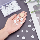 150Pcs 3 Style Opaque Resin Beads, Flower, White, 11.5~16.5x12~17x2~3mm, hole: 1.2~1.8mm