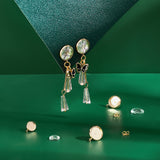 DIY Earring Making Kit, Including 72Pcs 9 Style Transparent Glass Cabochons, 304 Stainless Steel Stud Earring Settings, Iron Ear Nuts, Golden, Cabochons: 9.5~14x3~4mm, 6pcs/style