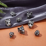 8Pcs 4 Style 304 Stainless Steel Beads, Mixed Shape, Antique Silver, 10~14x8~14x9~11mm, Hole: 2~2.8mm, 2pcs/style