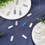 DIY Dangle Earring Making, with 304 Stainless Steel Pendant Cabochon Settings and 304 Stainless Steel Earring Hooks, Rectangle, Stainless Steel Color, Tray: 10x25mm, 30x11x2mm, Hole: 2mm, 20x19x3mm, Hole: 2mm, Pin: 0.7mm