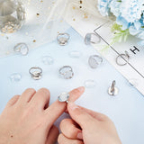 DIY Blank Dome Finger Rings Making Kit, Including 304 Stainless Steel Ring Components, Glass Cabochons, Stainless Steel Color, 48Pcs/box