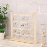 4-Tier Wooden Earring Display Organizer Holder, Detachable Earring Display Stand Jewelry Tower for Earrings Storage, Wheat, Finish Product: 36x7.8x37cm