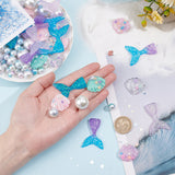 Mermaid Theme Vase Fillers for Centerpiece Floating Candles, Including Resin Cabochons, PVC Plastic Paillette/Sequins & Plastic Pearl Beads, Light Sky Blue, 10mm