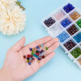 Glass Beads, Faceted, Cube, Mixed Color, 6x6x6mm, Hole: 1mm, about 50pcs/color, 900pcs/box
