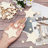 Unfinished Natural Wood Pendants, Laser Cut Wood Shapes, Star, Wheat, 110pcs