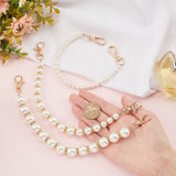 3Pcs 3 Style ABS Plastic Imitation Pearl Beaded Bag Handles, with Alloy Swivel Clasps, for Bag Replacement Accessories, White, 30.2~30.9cm, 1pc/style