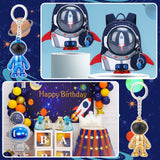 4Pcs 4 Colors Plastic Astronaut Keychains, Electroplated, with Iron Key Rings, Mixed Color, 10.3cm, 1pc/color