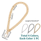4Pcs 4 Colors Alloy Chain Wristlet Bag Handles, with Swivel Clasps, for Bag Straps Replacement Accessories, Mixed Color, 21cm, 1pc/color