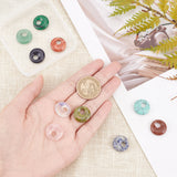 10Pcs 10 Styles Natural & Synthetic Gemstone Pendants, Donut/Pi Disc, 17.5~18.5x5.5mm, Hole: 5.5mm, 1pc/style