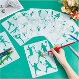 Sport Theme PET Plastic Hollow Out Drawing Painting Stencils Templates Sets, for DIY Painting, Rectangle, Ghost White, 209x148x0.3mm, 8pcs/set