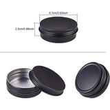 Round Aluminium Tin Cans, Aluminium Jar, Storage Containers for Cosmetic, Candles, Candies, with Screw Top Lid, Gunmetal, 7.1x2.5cm, Capacity: 60ml, 15pcs/box