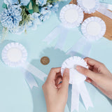 Award Ribbon Shape Tinplate Badge Pins, Blank Button Pin Brooch for Party Accessory, White, 160x92x9mm, Pin: 0.6mm