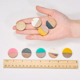 Resin & Wood Pendants, Flat Round, Mixed Color, 28.5x3.5~4mm, Hole: 1.5mm, 5colors, 2pcs/color, 10pcs/box