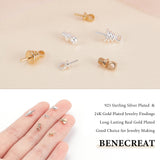 60Pcs 6 Style Brass Cup Pearl Peg Bails Pin Pendants, For Half Drilled Beads, Long-Lasting Plated, Golden & Silver, 6~9.5x2.5~4.5mm, Hole: 1.5~1.8mm, Pin: 0.6~2mm, 10Pcs/style