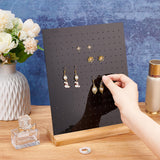 Acrylic Slant Back Earrings Display Stands, with Wood Base, L-Shaped Earring Organizer Holder for Earring Storage, Black, 26x7x21cm