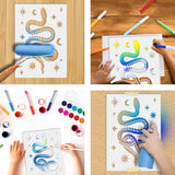 PET Hollow Out Drawing Painting Stencils, for DIY Scrapbook, Photo Album, Snake, 297x210mm