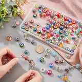 120Pcs 4 Style Resin & Acrylic European Beads, Large Hole Beads, with Silver Color Plated Brass Double Cores, Rondelle, Mixed Color, 13.5~14x8.5~10mm, 30pcs/style