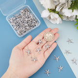 100Pcs 316 Surgical Stainless Steel Pendants, Starfish Charm, Stainless Steel Color, 18x15x2mm, Hole: 1.2mm