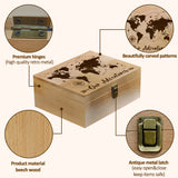 Rectangle Wooden Memory Keepsake Boxes with Lids, for Anniversary, Wedding, Memory, Birthday, Valentines Day, Map, 24.5x19.5x10.3cm