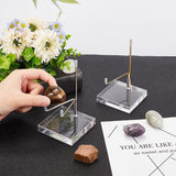 Square Clear Acrylic Crystal Rock Display Easels with Stainless Steel Holder, for Gemstone Agate Mineral Display, Stainless Steel Color, 6.95x6.95x11cm