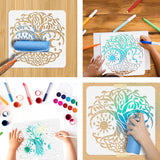 PET Hollow Out Drawing Painting Stencils, for DIY Scrapbook, Photo Album, Tree of Life, 300x300mm