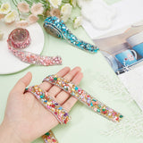 3Pcs 3 Colors  Hotfix Rhinestone Tape, with Stone Chip, for Costume Accessories, Belt Decoration, Mixed Color, 20x4~5mm, about 50cm/pc, 1pc/color