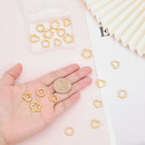 20Pcs 4 Style Rack Plating Alloy Bead Frame, Long-Lasting Plated, Lead Free & Cadmium Free, Heart & Round Ring & Flower, Light Gold, 11.5~15x12.5~15x2.5~3mm, Hole: 1.2~1.4mm, Inner Diameter: 6~9mm, 5pcs/style