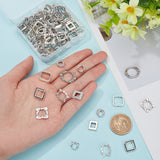 112Pcs 8 Style Tibetan Style Alloy Bead Frame, Square & Oval & Cat & Rectangle, Antique Silver, 9~20x9~15x2.5~4mm, Hole: 1~1.8mm, 14pcs/style