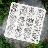 PET Hollow Out Drawing Painting Stencils, for DIY Scrapbook, Photo Album, Flower, 30x30cm