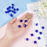 Handmade Evil Eye Lampwork European Beads, Large Hole Beads, Cube, Blue, 8~9x9~10x9~10mm, 25pcs/box