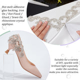 Hotfix Rhinestone Appliques, Flower & Leaf Glass Rhinestone Shoe Decorations, for DIY Crystal Shoes, Bridal Shoes, Silver, 230x105x5mm