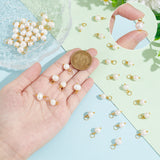 52Pcs Natural Freshwater Pearl Charms, Potato Charms, with Golden Plated 304 Stainless Steel Jump Rings, Seashell Color, 11~13x7~8.5x7~8.5mm, Hole: 4.6mm