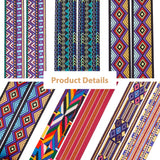 6 Strands 6 Styles Double-Sided Printed Polyester Ribbons, for Clothing Accessories, Wave & Rhombus & Stripe & Geometric Pattern, Mixed Patterns, 1-1/2 inch(38mm), about 1.99 Yards(1.82m)/strand