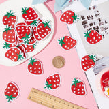 50Pcs Computerized Embroidery Cloth Iron On Patches, Costume Accessories, Appliques, Strawberry, Red, 43x33x1.5mm