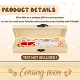 Rectangle Wooden Pregnancy Test Keepsake Box with Lock, Baby Annouced Engraved Case for Grandparents Dad Aunt and Uncle, Blanched Almond, Footprint, 20x5x3cm