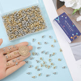 400Pcs 2 Style CCB Plastic Tube Bails, Loop Bails, Rondelle, Platinum & Light Gold, 9x4~6x4.5~6mm, Hole: 1.5~2.8mm, 200Pcs/style