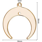 Brass Pendants, Double Horn/Crescent Moon Pendant, Real 18K Gold Plated, 19x18x1mm, Hole: 1mm, 30pcs/box