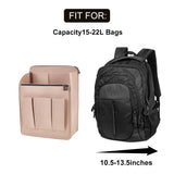 Felt Backpack Organizer Insert, Rucksack Bag Accessories, with Iron Zipper, Rectangle, Tan, 36.5x29x3cm
